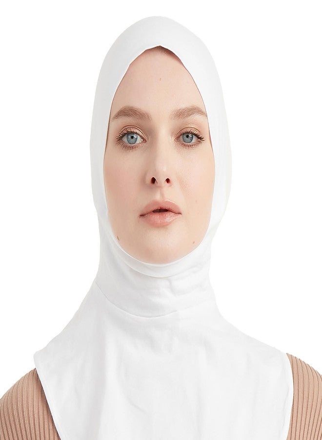 Modefa قبعة نينجا قطنية فاخرة من موديفا للنساء - تغطية كاملة - مقاس واحد يناسب معظم النساء - حجاب نينجا داخلي للنساء المسلمات (أبيض) - Image 1